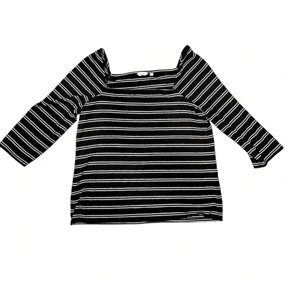 XXL black white and silver top, lots of stretch - Picture 1 of 3